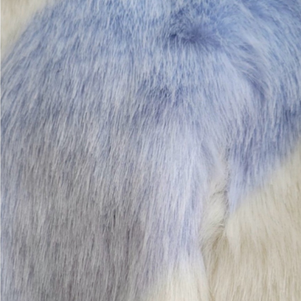 Mauve Anthropologie Powder Blue Ivory Faux Fur Long Coat | XL - Picture 8 of 12
